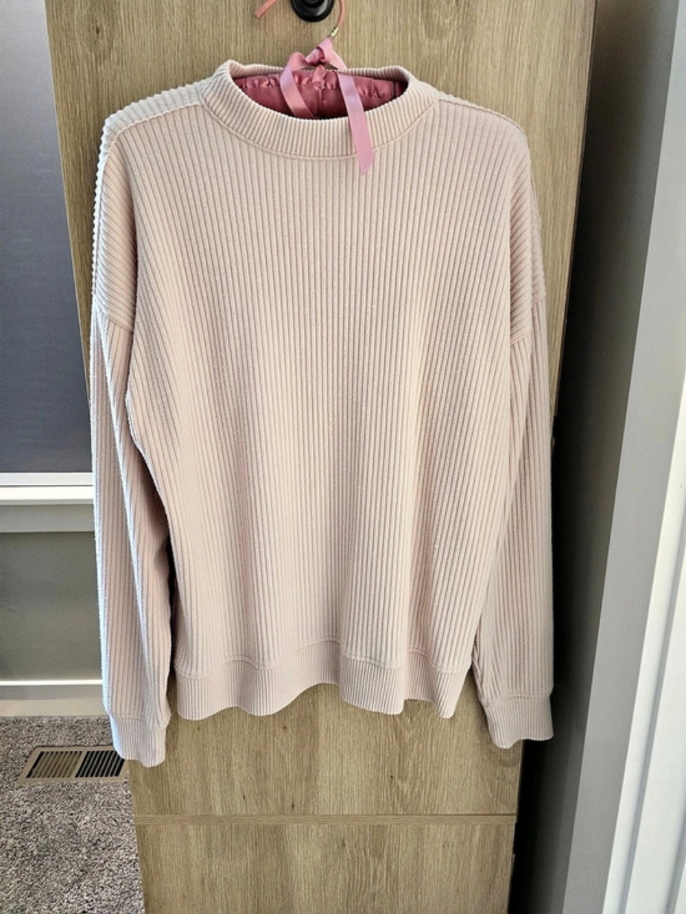 Lucky Brand Cloud Ribbed Mock Neck Top Ribbed Sweater Pink Medium